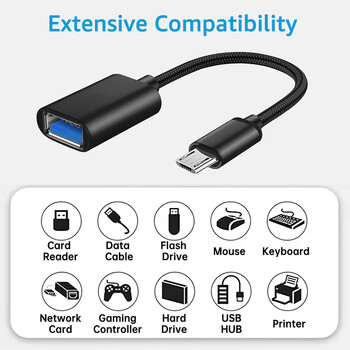 Προσαρμογέας Micro USB OTG Προσαρμογέας Micro USB Αρσενικό σε USB 2.0 Θηλυκό καλώδιο για Samsung Huawei Xiaomi Android Τηλέφωνο USB Flash Drive