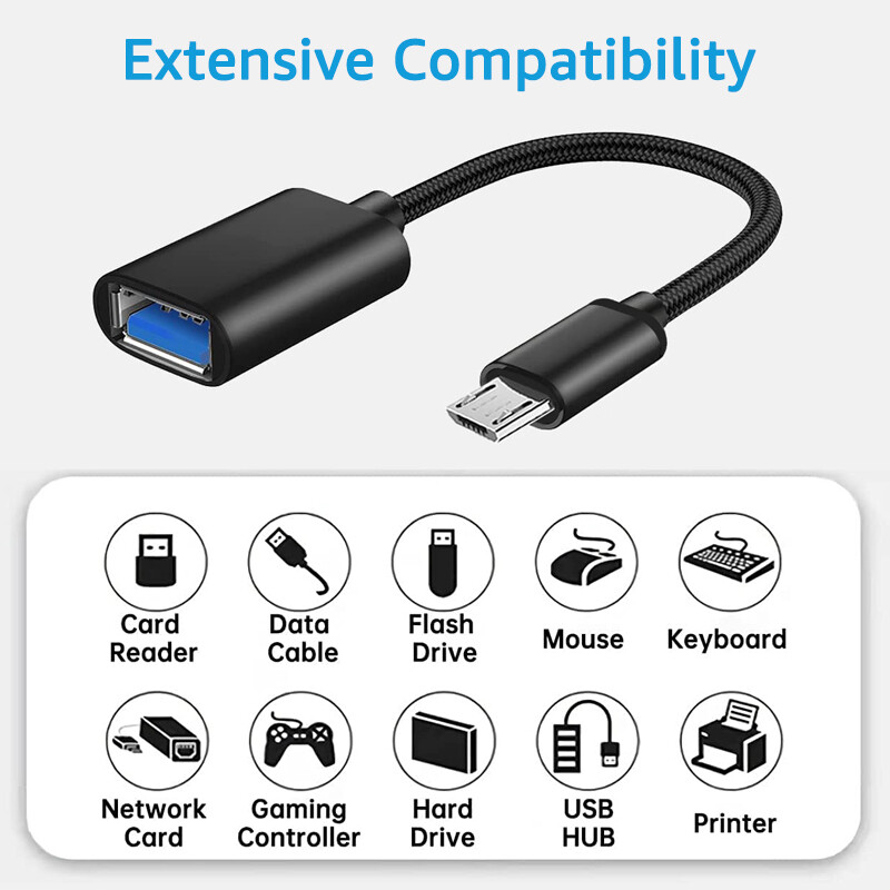 Micro USB OTG адаптер Micro USB мъжки към USB 2.0 женски кабелен адаптер за Samsung Huawei Xiaomi Android телефон USB флаш устройство