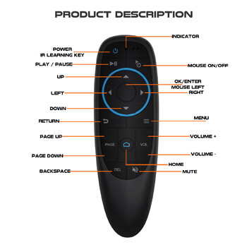 G10S PRO BT Φωνητικό τηλεχειριστήριο 2.4G με ασύρματο γυροσκόπιο ποντικιού αέρα BT5.0 Έξυπνο τηλεχειριστήριο με οπίσθιο φωτισμό για Android TV Box PK G10