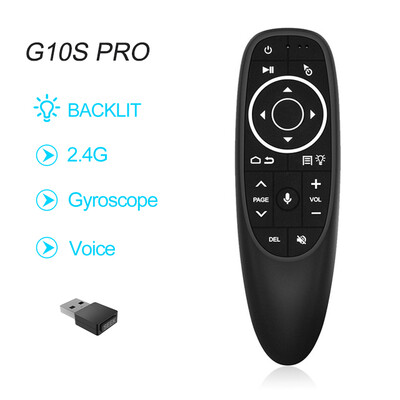 G10S PRO BT Balso nuotolinio valdymo pultas 2.4G su BT5.0 belaidžiu oro pelės giroskopu išmanusis nuotolinio valdymo pultas su apšvietimu, skirtas Android TV priedėliui PK G10