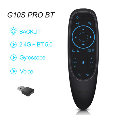 G10S PRO BT Balso nuotolinio valdymo pultas 2.4G su BT5.0 belaidžiu oro pelės giroskopu išmanusis nuotolinio valdymo pultas su apšvietimu, skirtas Android TV priedėliui PK G10