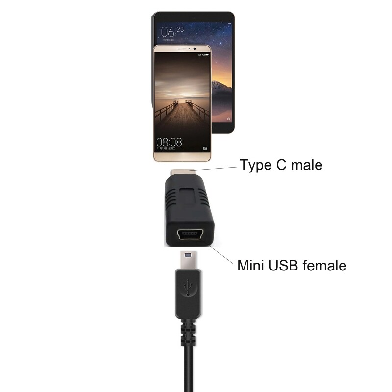 Adaptor mini USB mamă la tip C mascul Convertor de telefon portabil anti-coroziune