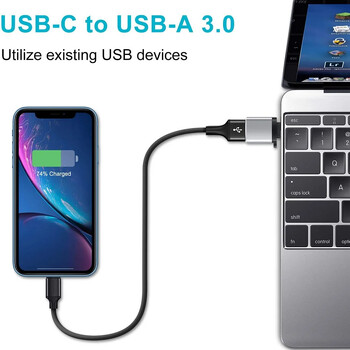 2 ΤΕΜ USB 3.0 To Type C OTG Προσαρμογέας φορτιστή Υποδοχή Type-C σε USB Αρσενικό σε Type-c Μετατροπέας προσαρμογής για υπολογιστή MacBook Car USB ipad