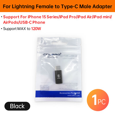 За мълния женски към тип C USB мъжки адаптер PD 30W 27W iOS Кабел за бързо зареждане за iPhone 15 14 Pro Max iPad mini Air USB-C