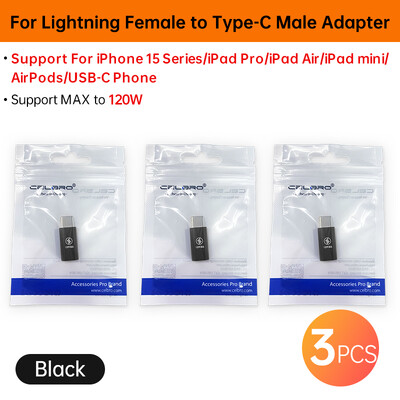 За мълния женски към тип C USB мъжки адаптер PD 30W 27W iOS Кабел за бързо зареждане за iPhone 15 14 Pro Max iPad mini Air USB-C