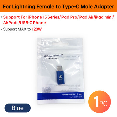 За мълния женски към тип C USB мъжки адаптер PD 30W 27W iOS Кабел за бързо зареждане за iPhone 15 14 Pro Max iPad mini Air USB-C