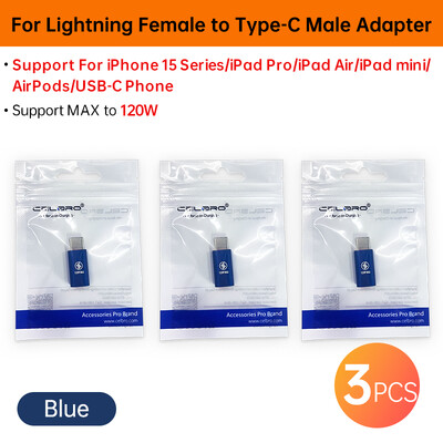 За мълния женски към тип C USB мъжки адаптер PD 30W 27W iOS Кабел за бързо зареждане за iPhone 15 14 Pro Max iPad mini Air USB-C