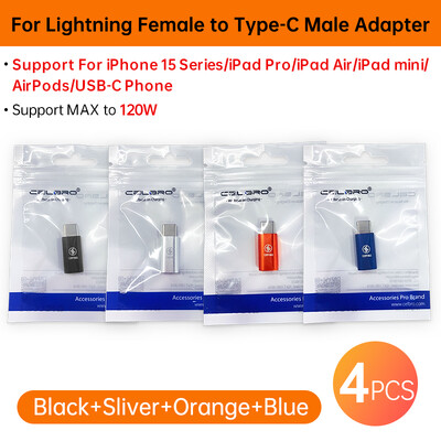 За мълния женски към тип C USB мъжки адаптер PD 30W 27W iOS Кабел за бързо зареждане за iPhone 15 14 Pro Max iPad mini Air USB-C