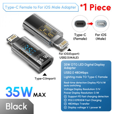 35W za Lightning ženski na USB C adapter punjača za IPhone 15 14 13 12 Pro Max tip C 8Pin priključak za ispitivanje snage punjenja