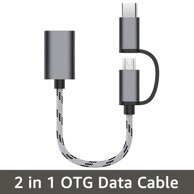 2 az 1-ben C típusú OTG adapter Micro USB – USB 3.0 adapterkábel USB-C adatátviteli kábel Xiaomi Redmi Samsung OTG csatlakozóhoz