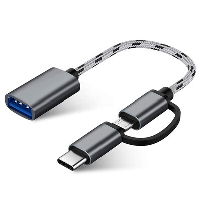Adaptor OTG 2 în 1 Tip C Cablu adaptor Micro USB la USB 3.0 Cablu de transfer de date USB-C pentru conector OTG Xiaomi Redmi Samsung