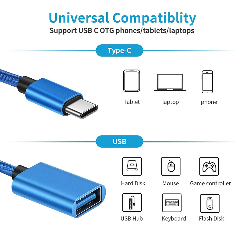 OTG kabel tipa C na USB ženski adapterski kabel za Macbook Samsung Huawei Honor Xiaomi Realme POCO USB adapterski kabel USB C kabel