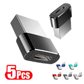 5 бр. USB C към USB A адаптер Тип C PD зарядно устройство Захранващ адаптер за iPhone 15 14 Airpods iPad Air Samsung Xiaomi Redmi Huawei Honor