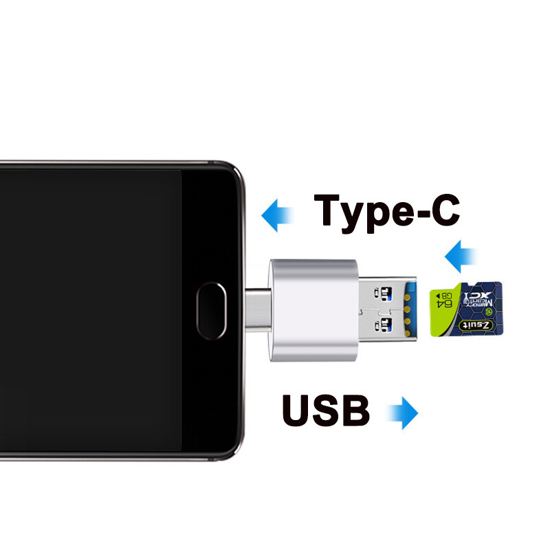 USB 2.0 C-tüüpi kaardilugeja SD TF MicroSD-kaardilugeja C-tüüpi OTG-adapter Huawei Xiaomi Android-telefoni arvuti jaoks