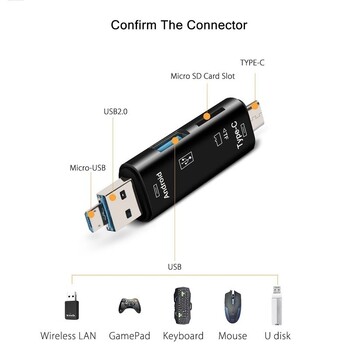 5 σε 1 Multifunction USB 2.0 Type C/Usb/Micro Usb/TF/SD Card Reader OTG USB Reader Card Adapter Αξεσουάρ κινητού τηλεφώνου