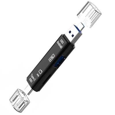 5 viename daugiafunkcis USB 2.0 tipo C/Usb/Micro USB /TF/SD atminties kortelių skaitytuvas OTG USB skaitytuvo kortelės adapteris Mobiliojo telefono priedai