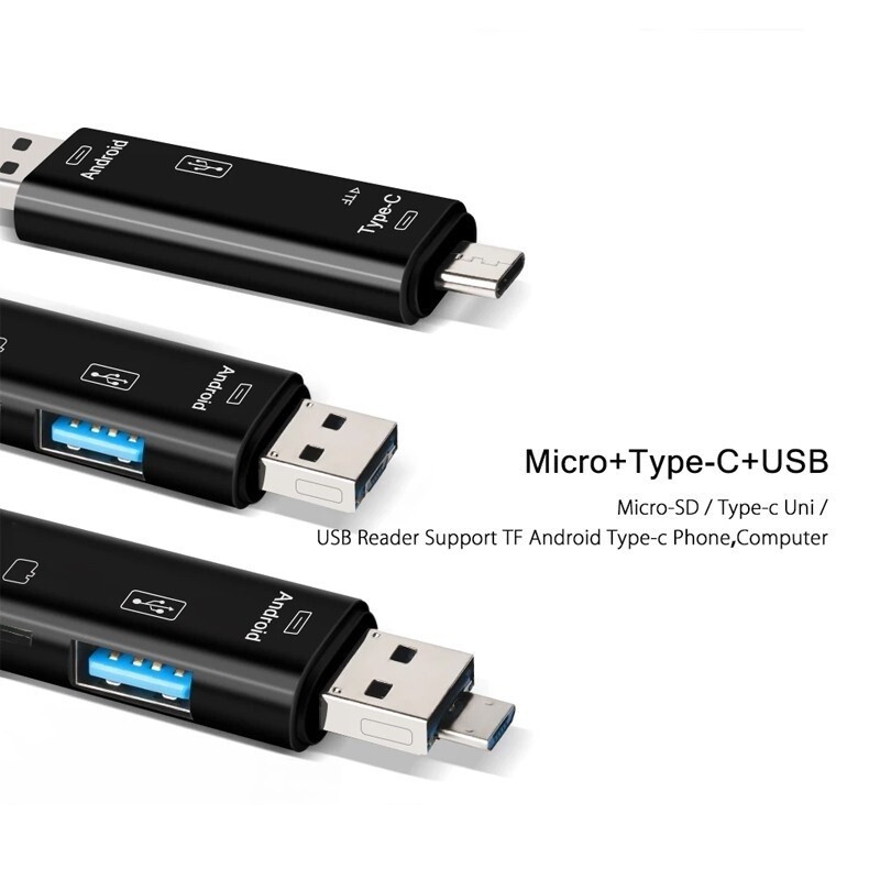5 viename daugiafunkcis USB 2.0 tipo C/Usb/Micro USB /TF/SD atminties kortelių skaitytuvas OTG USB skaitytuvo kortelės adapteris Mobiliojo telefono priedai