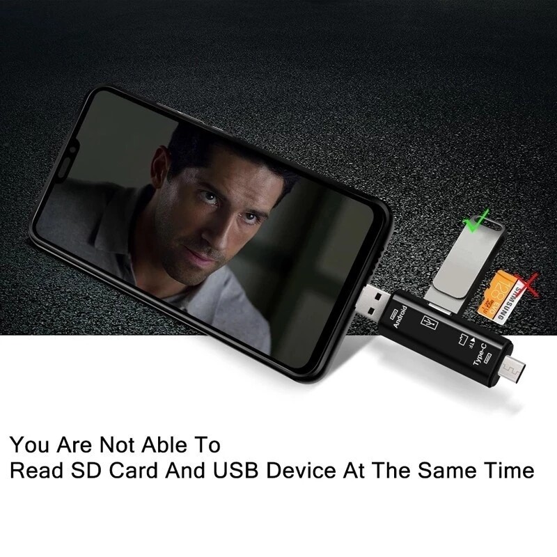 5 viename daugiafunkcis USB 2.0 tipo C/Usb/Micro USB /TF/SD atminties kortelių skaitytuvas OTG USB skaitytuvo kortelės adapteris Mobiliojo telefono priedai