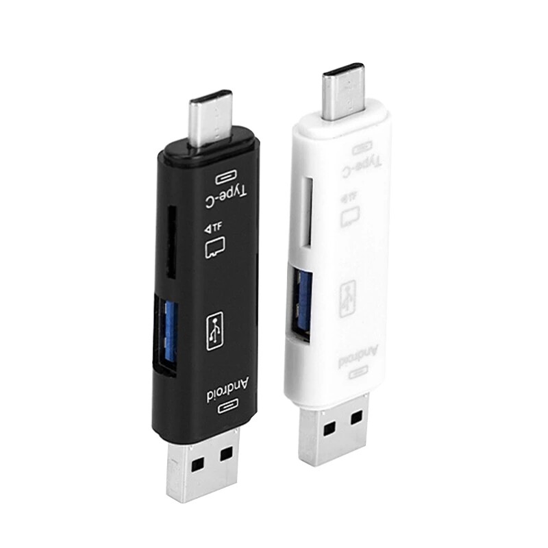 5 viename daugiafunkcis USB 2.0 tipo C/Usb/Micro USB /TF/SD atminties kortelių skaitytuvas OTG USB skaitytuvo kortelės adapteris Mobiliojo telefono priedai