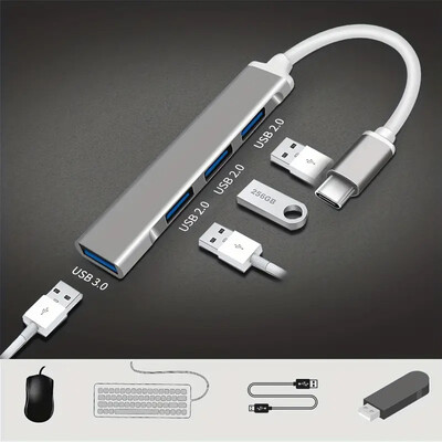 4 porturi USB Hub 3.0 Extender tip C la USB 3.0 Splitter pentru PC Laptop Accesorii OTG Multi Docking Station pentru Macbook Huawei