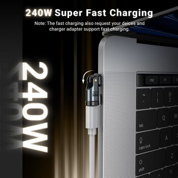 AUFU 240W USB тип C към USB C адаптер 180 градуса кабел за бързо зареждане Адаптер тип C мъжки към женски конвертор за Macbook Samsung