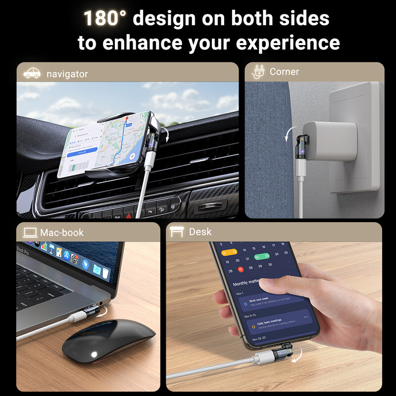 AUFU 240W USB Tip C na USB C Adapter Kabel za brzo punjenje od 180 stupnjeva, Adapter Tip C muško-ženski pretvarač za Macbook Samsung