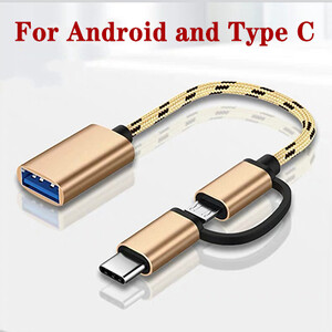 2 u 1 USB 3.0 OTG adapterski kabel za Samsung najlonsku pletenicu Micro USB Type C adapter za sinkronizaciju podataka za Huawei za MacBook Type-C OTG