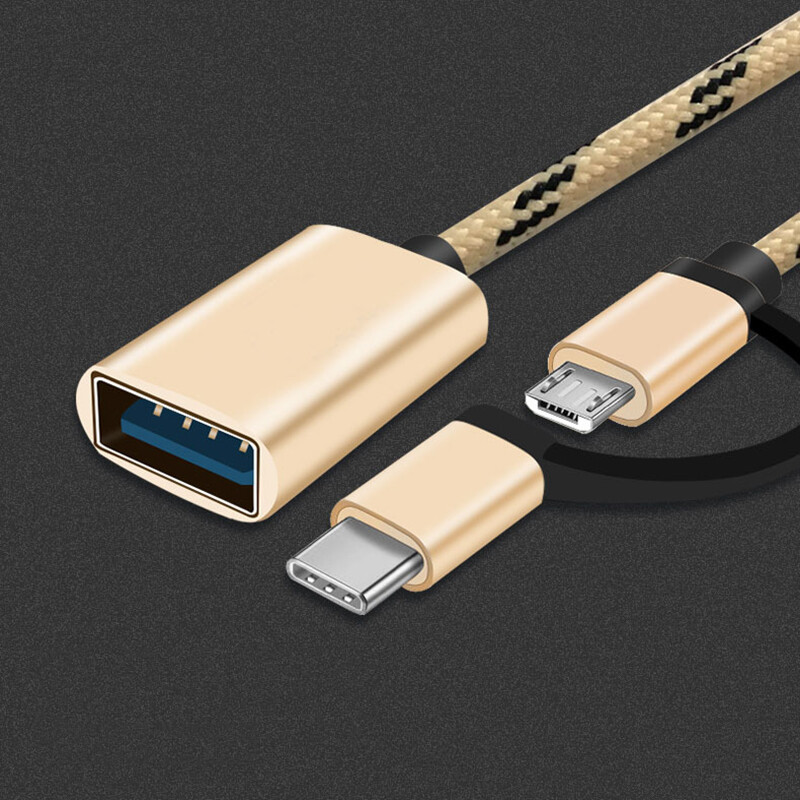 2 u 1 USB 3.0 OTG adapterski kabel za Samsung najlonsku pletenicu Micro USB Type C adapter za sinkronizaciju podataka za Huawei za MacBook Type-C OTG