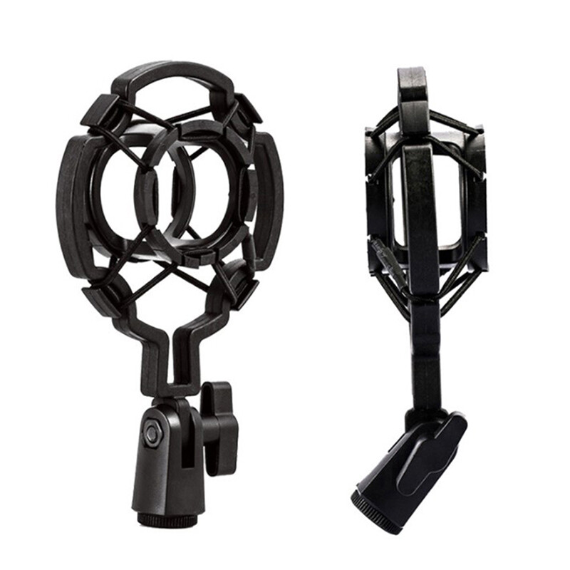 Universalus kondensatoriaus mikrofonas, atsparus smūgiams, įrašymo studijos laikiklis, plastikinis rėmas