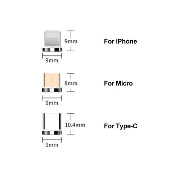 Бърз магнитен конектор 5Pcs Магнитен Micro USB Type-C IOS конектор Адаптерна глава за магнитен кабел за зареждане Кабел за зареждане