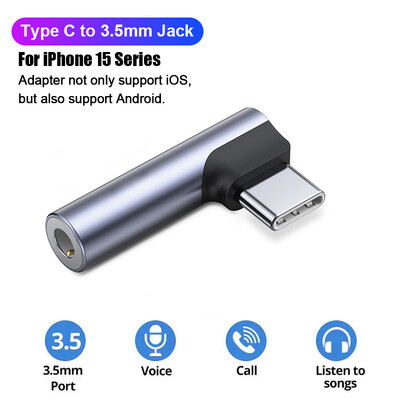 USB tip C razdjelnik za iPhone 15 USB C na tip C adapter za slušalice PD 60W brzo punjenje AUX audio kabel za Samsung S23 Ultra