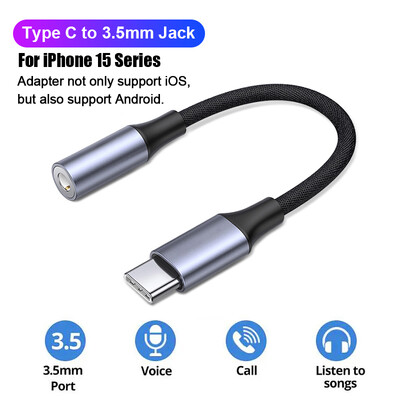 USB tip C razdjelnik za iPhone 15 USB C na tip C adapter za slušalice PD 60W brzo punjenje AUX audio kabel za Samsung S23 Ultra