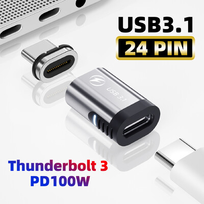 Adaptor magnetic ANMONE 100W USB C 24Pins USB PD Încărcare rapidă Convertor de date magnetic de tip C Conector USBC pentru MacBook Pro Air