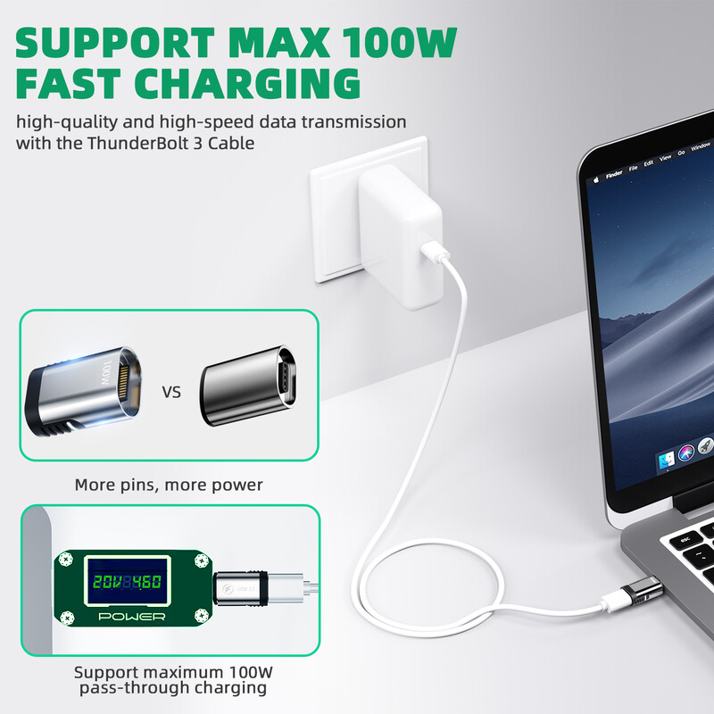 ANMONE 100W USB C magnetski adapter 24 pina USB PD brzo punjenje magneta tipa C pretvarač podataka USBC konektor za MacBook Pro Air
