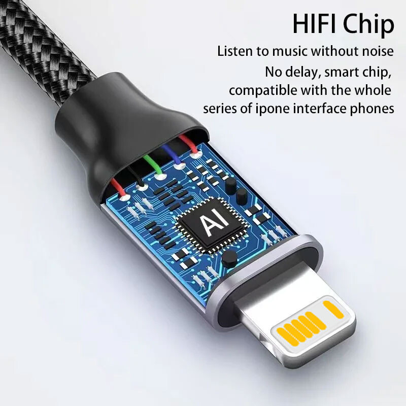 Lightning iki 3,5 mm lizdo AUX kabelis 3 5 MM adapteris, skirtas iPhone 11 12 13 14 Pro ausinių jungtis Garso prijungimas per "Bluetooth"
