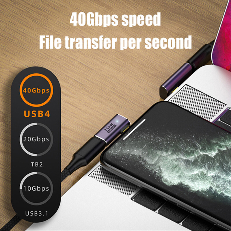 UGOURD USB4 OTG Tip C To C Thunderbolt3 Adapter produžnog kabela L stil muški na ženski na ženski za telefon prijenosno računalo 40Gbps