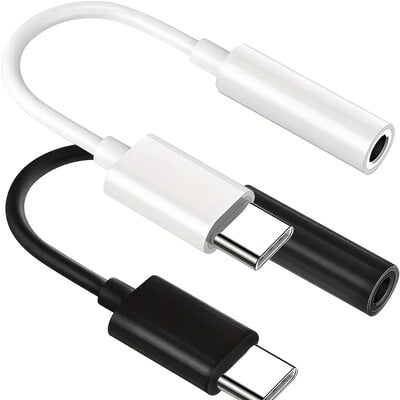 USB тип C към 3,5 mm аудио адаптер, USB C към Aux аудио донгъл кабелен кабел, USB Type C към 3,5 mm женски жак за слушалки, адаптер за P