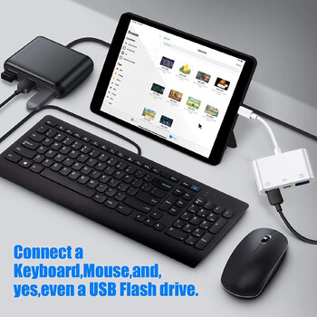 USB OTG адаптер USB адаптер за камера, съвместим с IPhone IPad USB конвертор с порт за зареждане Plug And Play за четец на карти