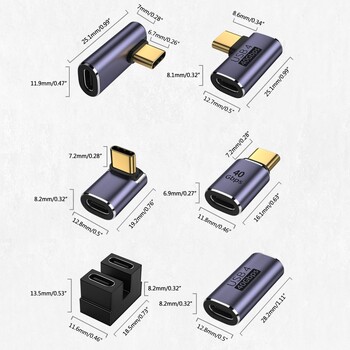 USB 4.0 OTG 40Gbps 8K тип C 90 градусов адаптер PD 100W 5A USB C към тип C конвертор за бързо зареждане USB C адаптер за данни за лаптопи