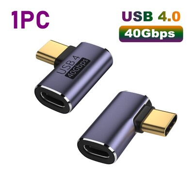 USB 4.0 OTG 40Gbps 8K C-tüüpi 90-kraadine adapter PD 100W 5A USB C-tüüpi C kiirlaadimiskonverter USB C-andmeadapter sülearvutitele