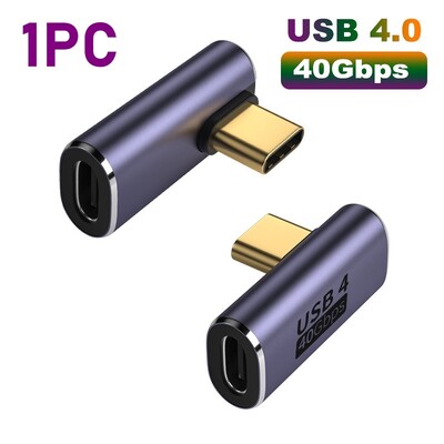 USB 4.0 OTG 40Gbps 8K C-tüüpi 90-kraadine adapter PD 100W 5A USB C-tüüpi C kiirlaadimiskonverter USB C-andmeadapter sülearvutitele