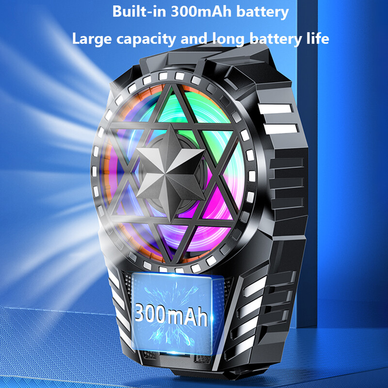 Ventilator de răcire pentru telefon X112 300 mAh reîncărcabil cu lumină RGB Răcitor de aer pentru telefon mobil cu trei viteze reglabile pentru iPhone Samsung