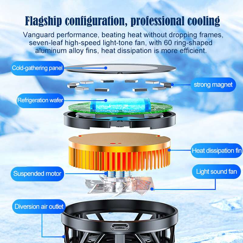 Răcitor portabil magnetic pentru telefon mobil Ventilator de răcire radiator pentru procesor mobil Răcitor de celule Răcitor de celule Jocuri cu ventilatoare