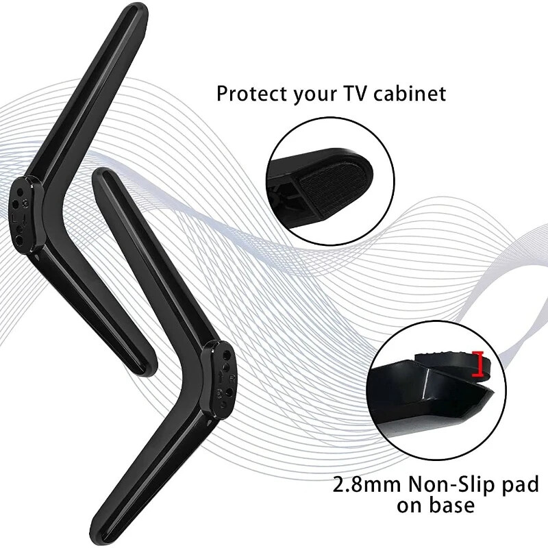 Universaalne telerialuse aluse lauapealne teleri jalad TCL Rokutelerite jaoks koos kruvidega 32-65-tollise telerialuse kinnitusega