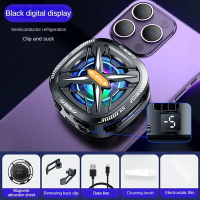 15w Kontrola s tri brzine Snažno hlađenje FS05 Poluvodič Radijator mobilnog telefona Hladnjak Ventilator Digitalni zaslon Magnetska stražnja stezaljka