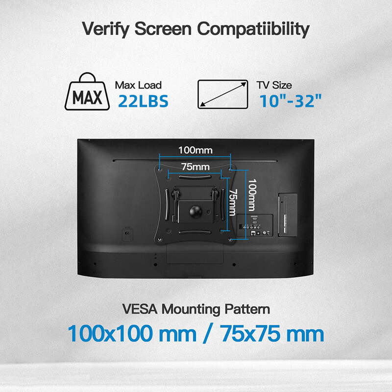 „Full Motion“ televizoriaus sieniniai laikikliai, kampinis televizoriaus laikiklis, skirtas 13–32 colių televizoriui, pasukamas pakreiptas šarnyrinis prailginimas maks. VESA 100x100 mm