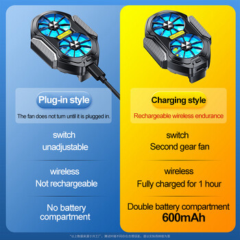Двоен вентилатор Радиатор за мобилен телефон Охладител за телефон за охлаждане на мобилен телефон Вентилатор Охладител за мобилен телефон за аксесоари за мобилни телефони