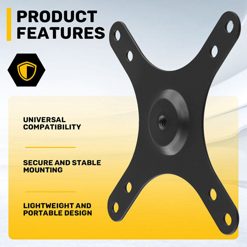 Nešiojamo monitoriaus tvirtinimo kronšteino plokštė VESA 1/4 colio prisukama anga iki 100x100 mm 75x75 mm, M4 varžtų rinkinio sieninis laikiklis