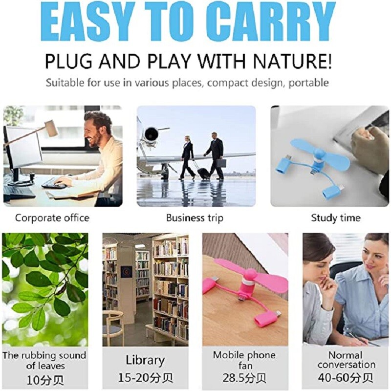 Mobiiltelefoni ventilaatorid 3-in-1 mobiiltelefoni ventilaatorid, mis ühilduvad iPhone`i/iPadi/Androidi nutitelefoni/tahvelarvutiga, mis sobivad Micro USB/C-tüüpi/Lightningiga
