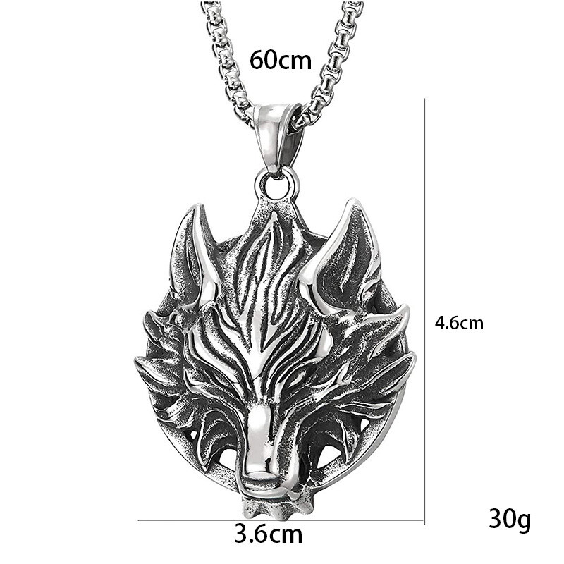 Europska i američka modna vučja glava osobnost dominantna ogrlica punk muški moderni vuk totem privjesak hip hop ulični modni dodaci